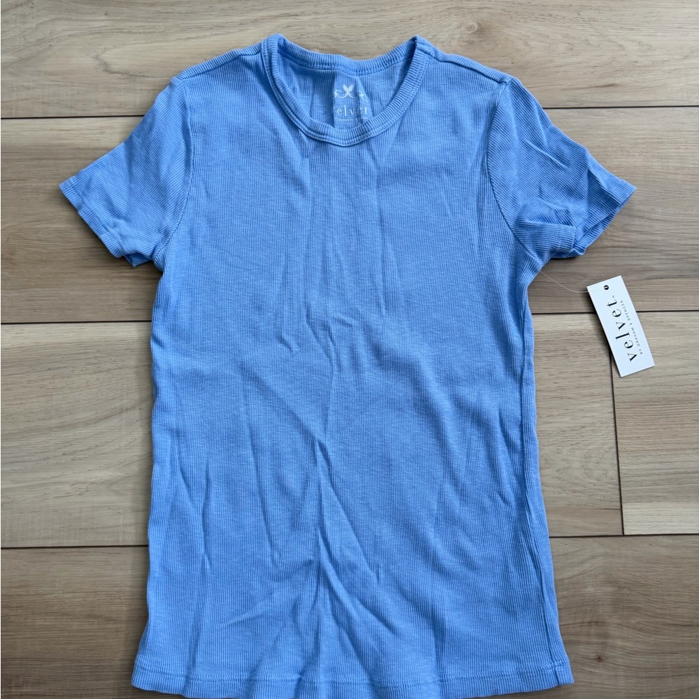 Velvet by Graham & Spencer Light Blue Short Sleeve Tee